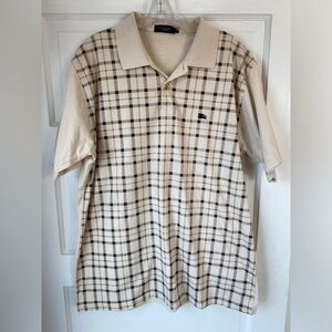 Burberry Gaoji Fushi Polo Shirt Men XL Plaid Collar short sleeve